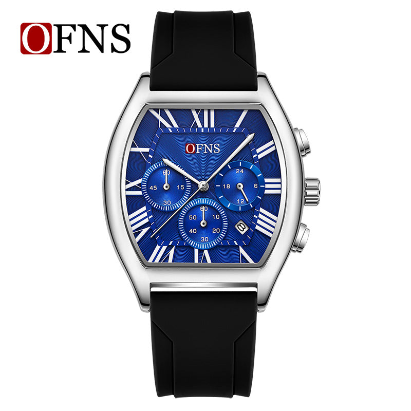 Six-Hand Quartz Watch with Barrel Dial
