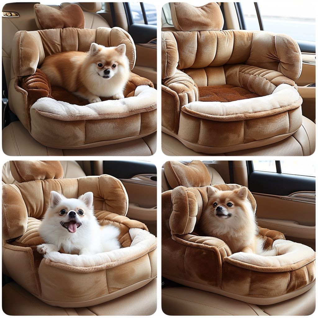 Semi-Enclosed Pet Car Bed with Washable Cover