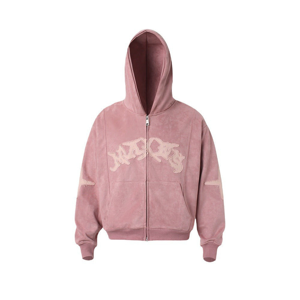 Embroidered Letter Hooded Sweatshirt