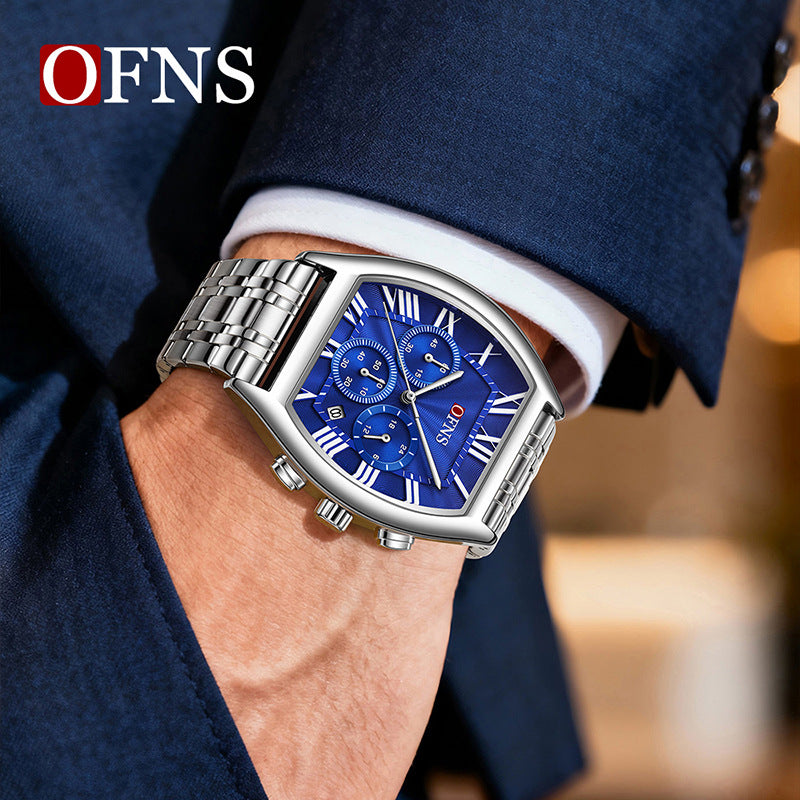 Six-Hand Quartz Watch with Barrel Dial