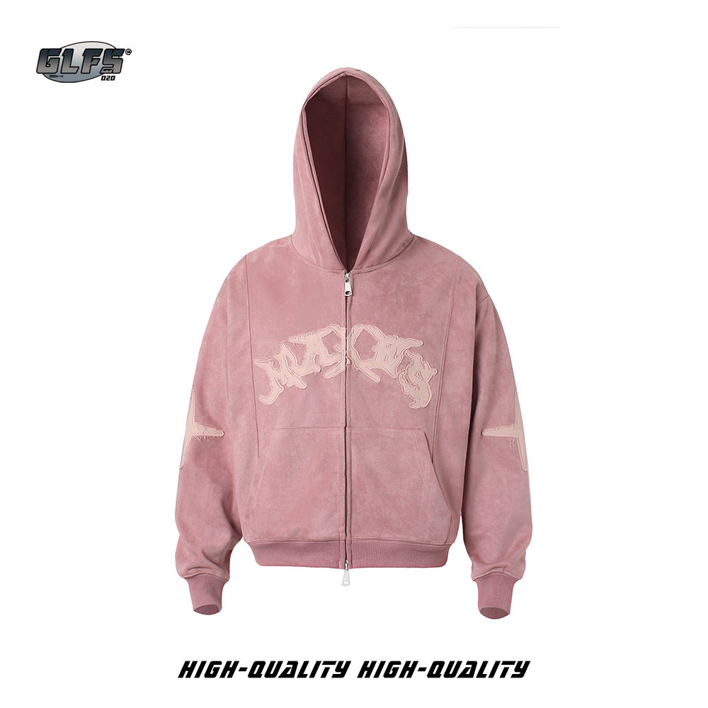 Embroidered Letter Hooded Sweatshirt