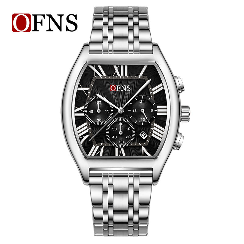 Six-Hand Quartz Watch with Barrel Dial