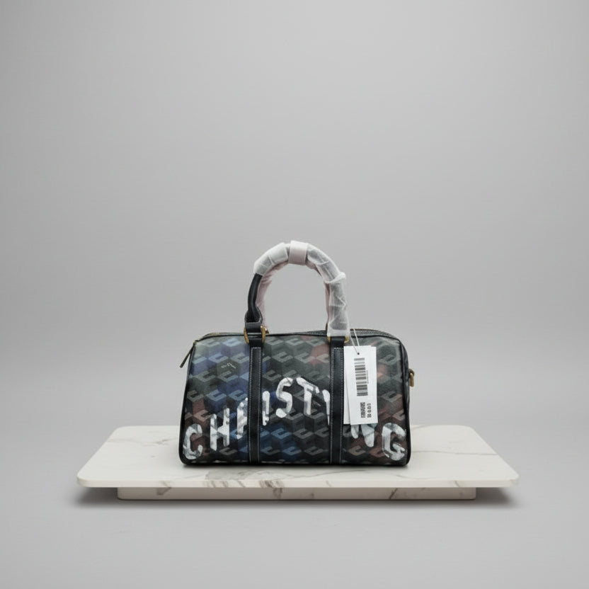 Christy Ng | CNG Geometric Monogram 25cm-28cm Barrel Bag / Doctor-Style Handbag for women with Strap Complete Inclusions