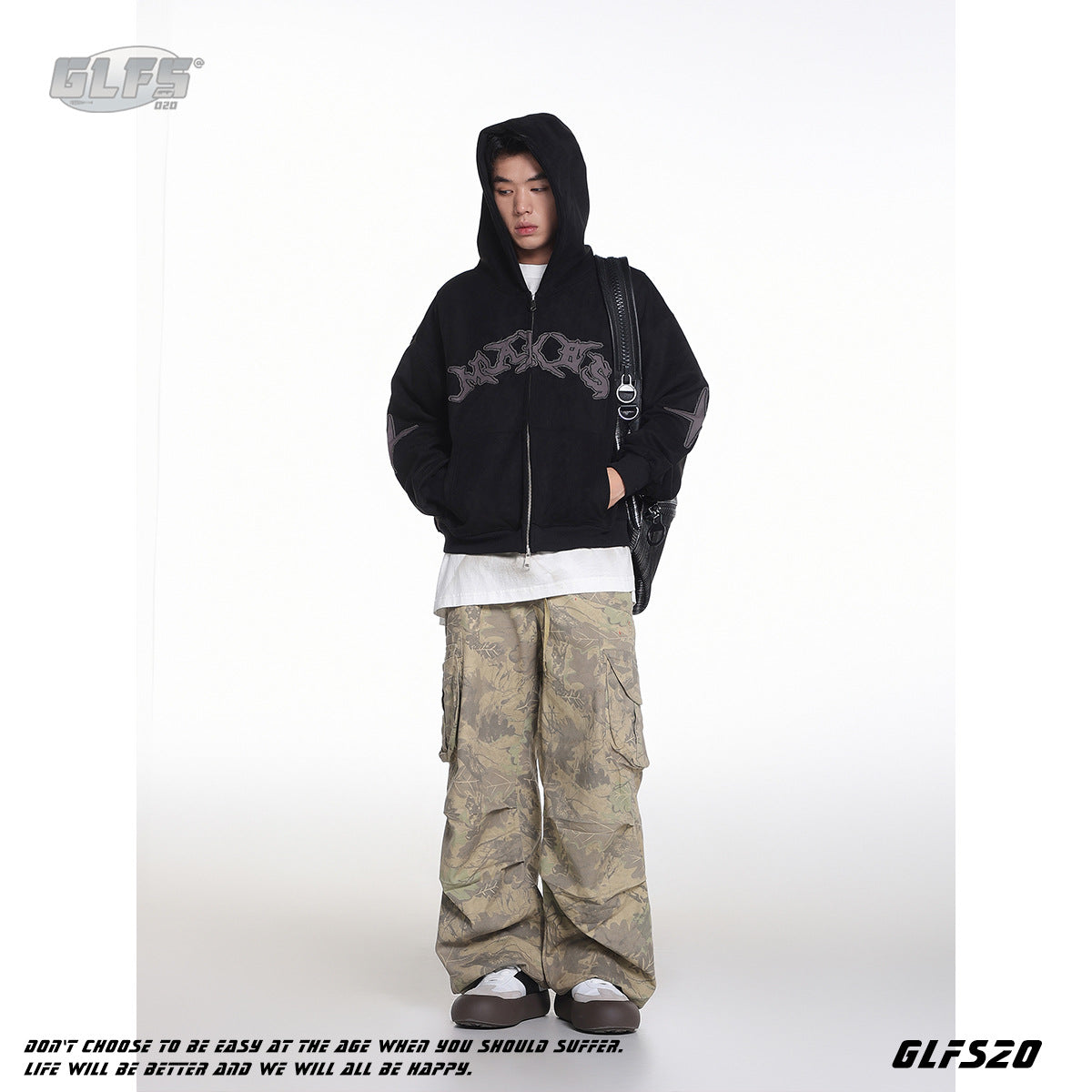 Embroidered Letter Hooded Sweatshirt