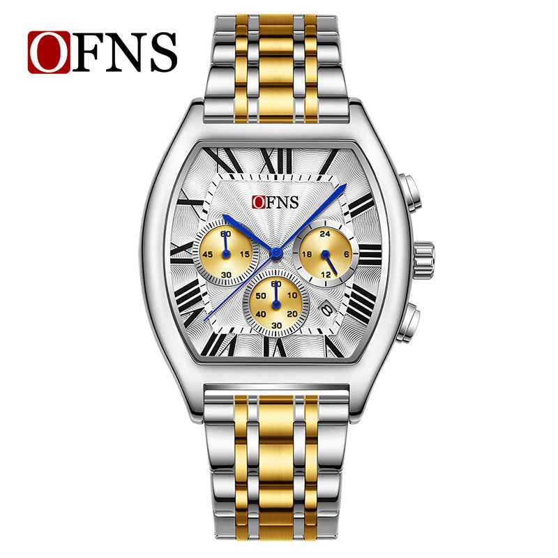 Six-Hand Quartz Watch with Barrel Dial