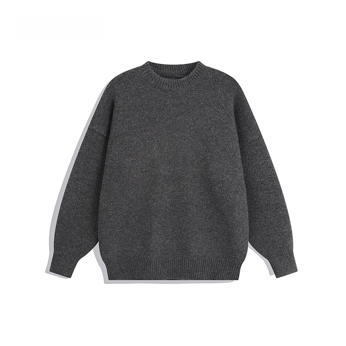 Dropped-shoulder Round-neck Knit Sweatshirt