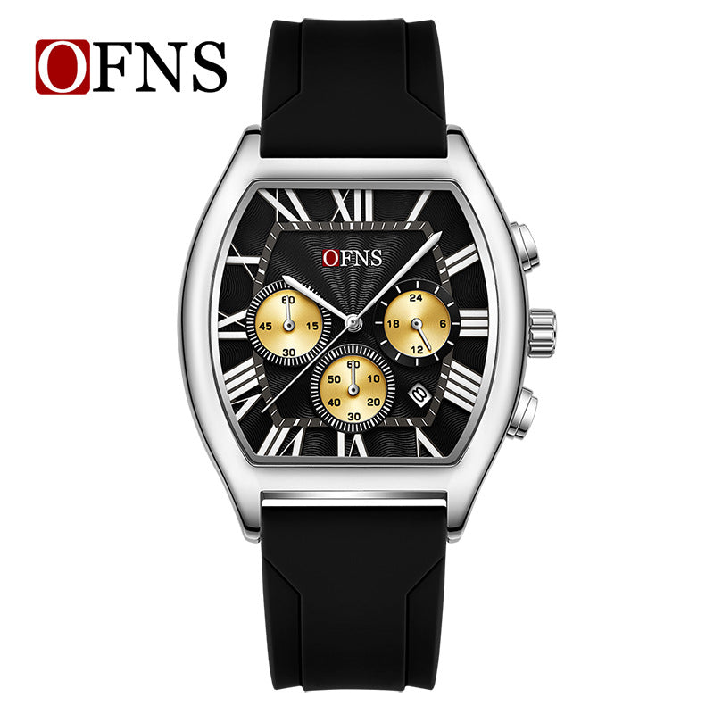 Six-Hand Quartz Watch with Barrel Dial