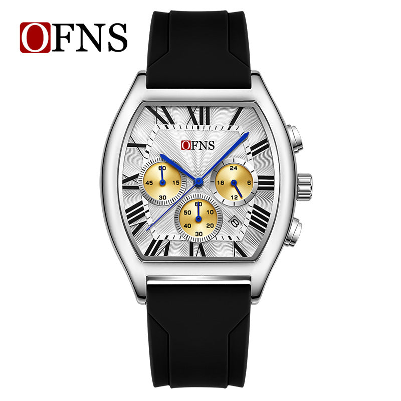 Six-Hand Quartz Watch with Barrel Dial