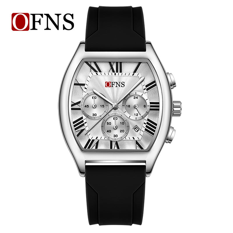 Six-Hand Quartz Watch with Barrel Dial