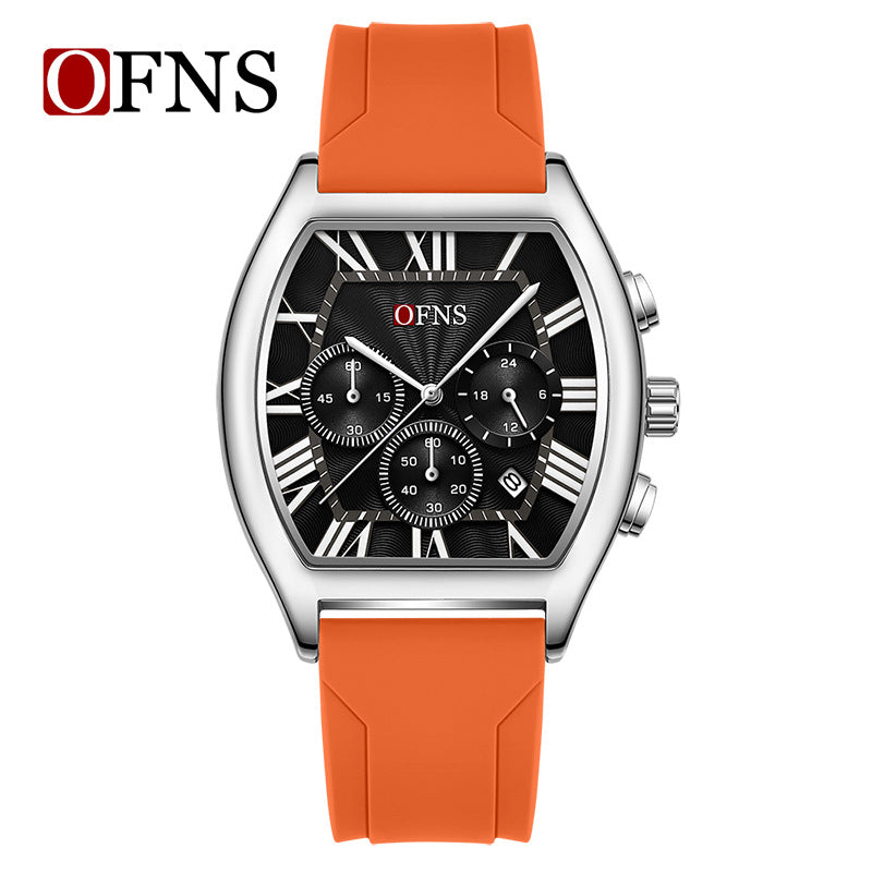 Six-Hand Quartz Watch with Barrel Dial