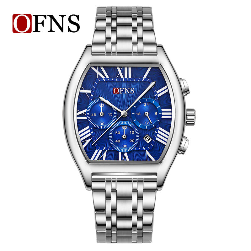 Six-Hand Quartz Watch with Barrel Dial