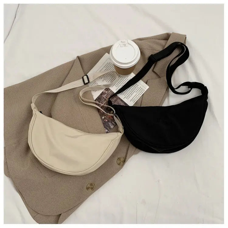 Simple Design Women's Messenger Bag Fashion Ladies Nylon Hobos Small Shoulder Bags Vintage Female Girls Purse Cloth Handbags