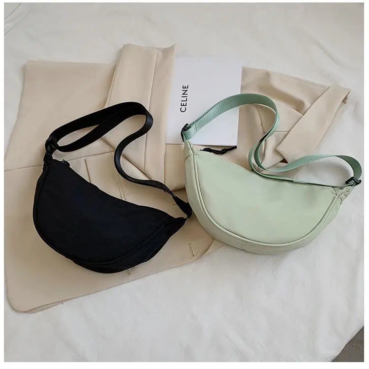 Simple Design Women's Messenger Bag Fashion Ladies Nylon Hobos Small Shoulder Bags Vintage Female Girls Purse Cloth Handbags