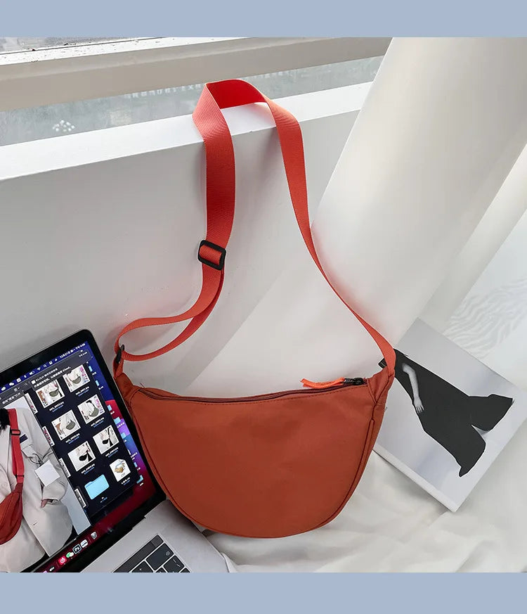 Simple Design Women's Messenger Bag Fashion Ladies Nylon Hobos Small Shoulder Bags Vintage Female Girls Purse Cloth Handbags