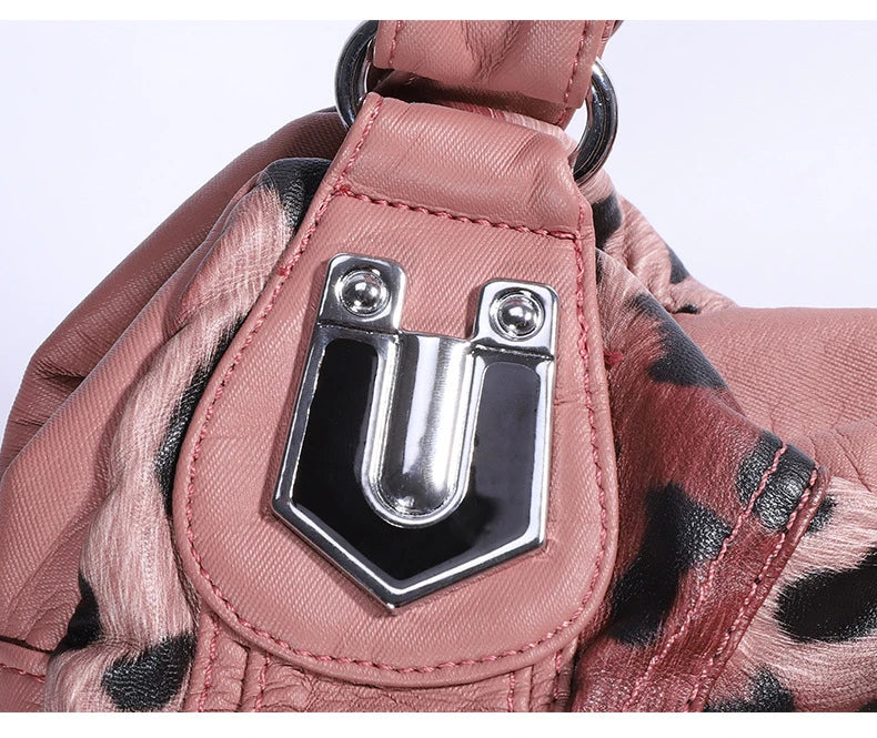 Women Soft PU Leather Handbags Luxury Large Capacity Shoulder Bags Multi-pocket Shopping Crossbody Bag Fashion Leopard Tote Bags