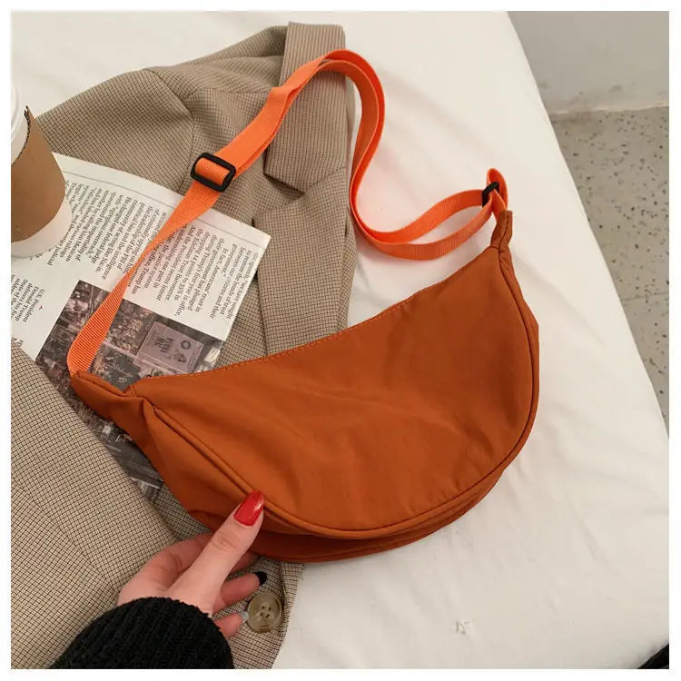 Simple Design Women's Messenger Bag Fashion Ladies Nylon Hobos Small Shoulder Bags Vintage Female Girls Purse Cloth Handbags