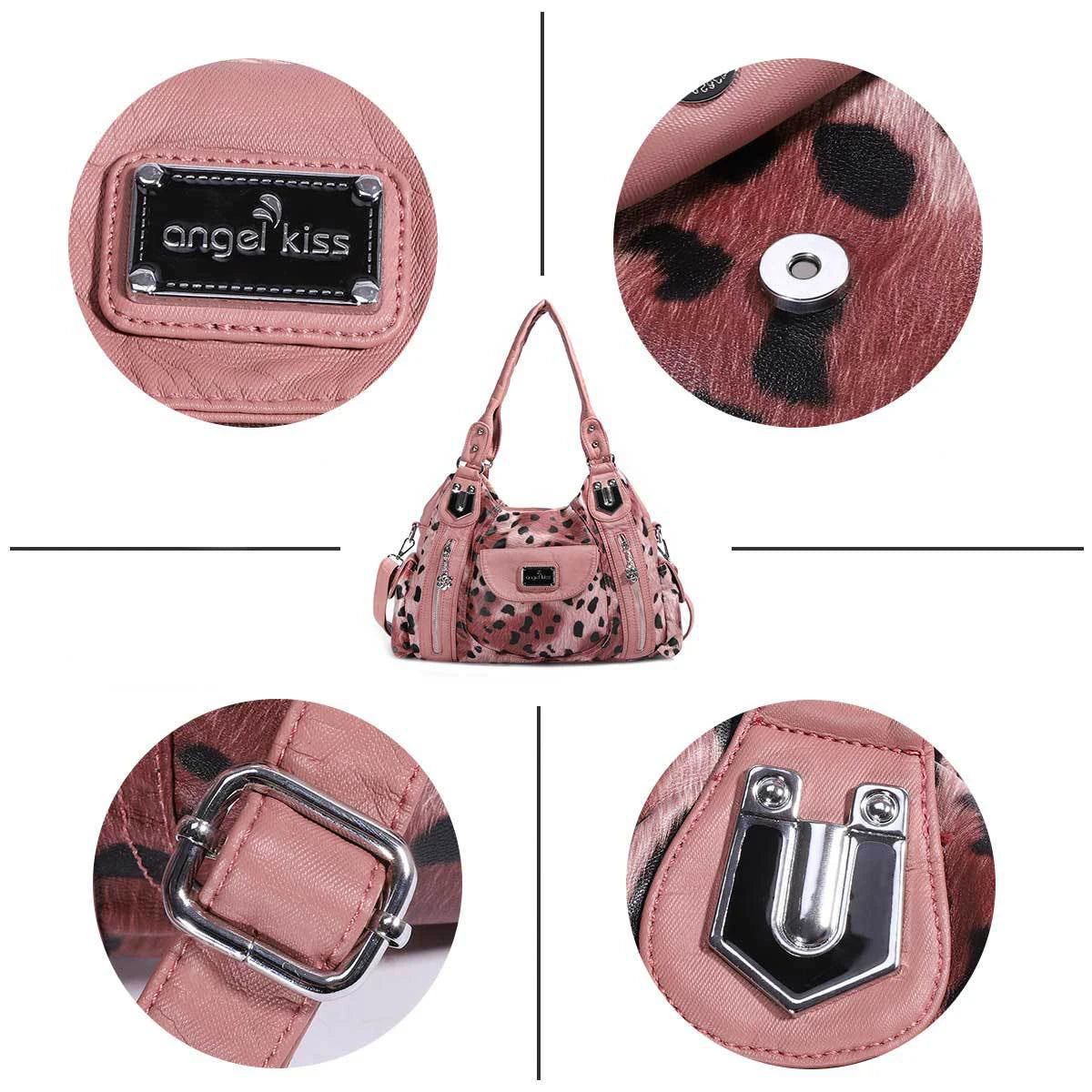 Women Soft PU Leather Handbags Luxury Large Capacity Shoulder Bags Multi-pocket Shopping Crossbody Bag Fashion Leopard Tote Bags