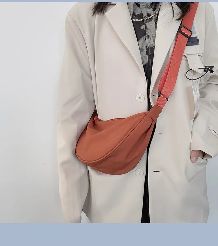 Simple Design Women's Messenger Bag Fashion Ladies Nylon Hobos Small Shoulder Bags Vintage Female Girls Purse Cloth Handbags