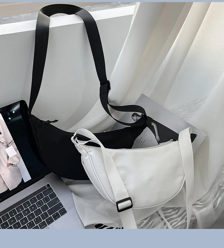 Simple Design Women's Messenger Bag Fashion Ladies Nylon Hobos Small Shoulder Bags Vintage Female Girls Purse Cloth Handbags