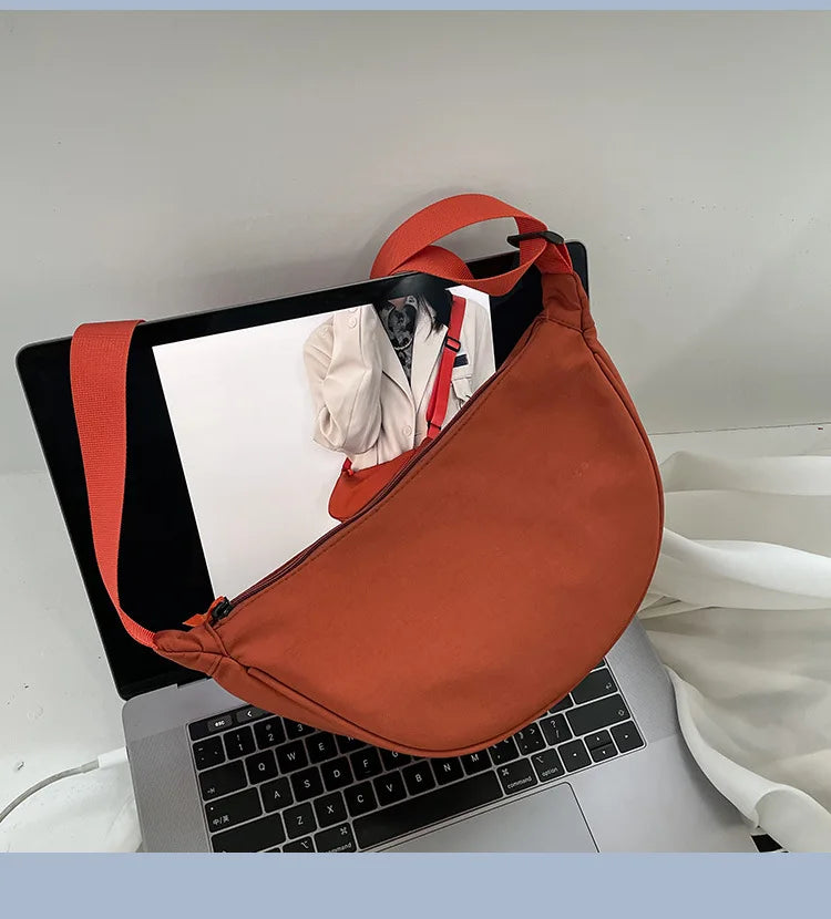 Simple Design Women's Messenger Bag Fashion Ladies Nylon Hobos Small Shoulder Bags Vintage Female Girls Purse Cloth Handbags
