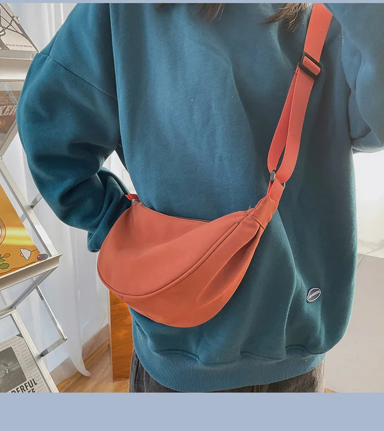 Simple Design Women's Messenger Bag Fashion Ladies Nylon Hobos Small Shoulder Bags Vintage Female Girls Purse Cloth Handbags