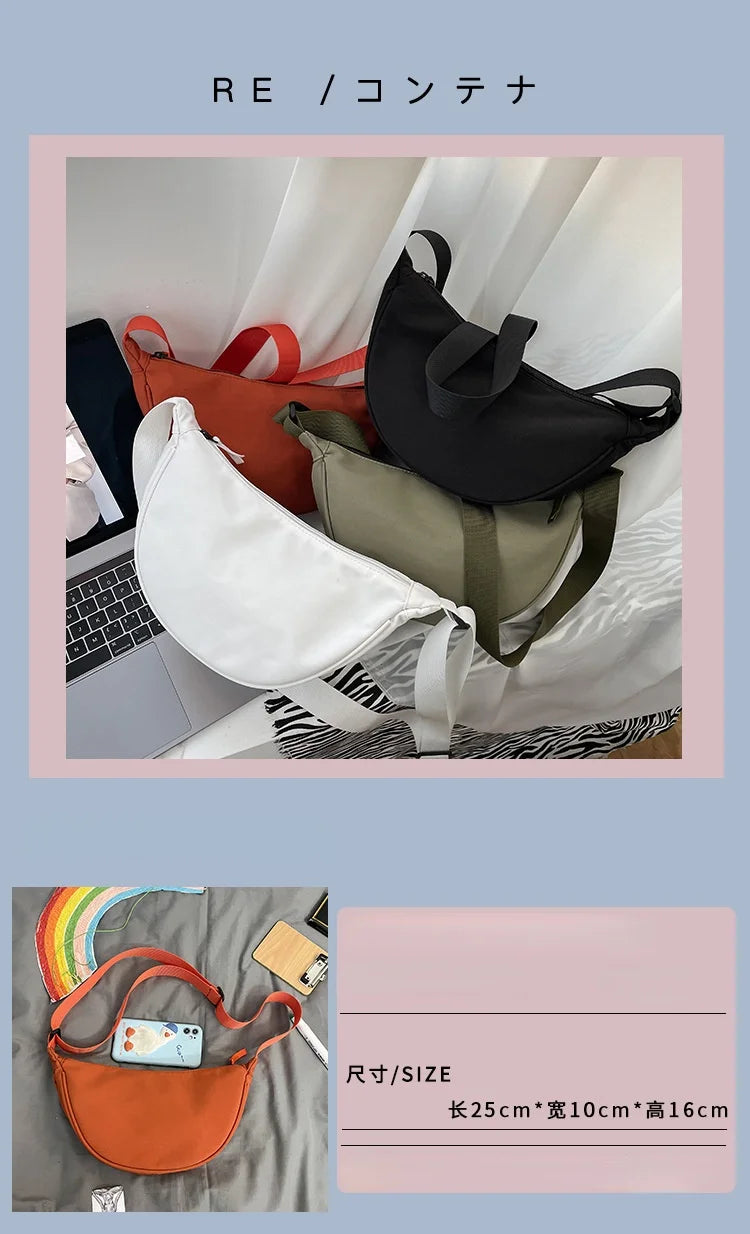 Simple Design Women's Messenger Bag Fashion Ladies Nylon Hobos Small Shoulder Bags Vintage Female Girls Purse Cloth Handbags