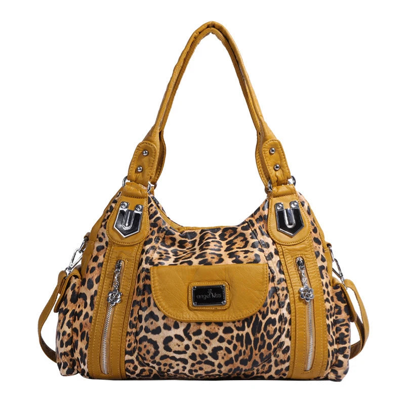Women Soft PU Leather Handbags Luxury Large Capacity Shoulder Bags Multi-pocket Shopping Crossbody Bag Fashion Leopard Tote Bags