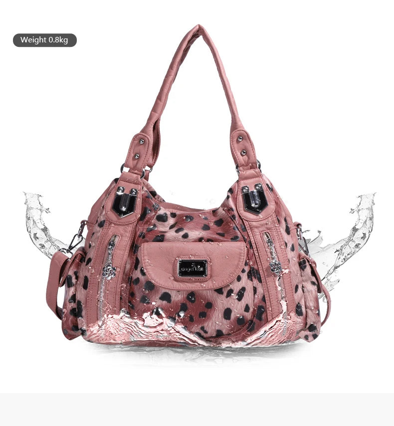 Women Soft PU Leather Handbags Luxury Large Capacity Shoulder Bags Multi-pocket Shopping Crossbody Bag Fashion Leopard Tote Bags