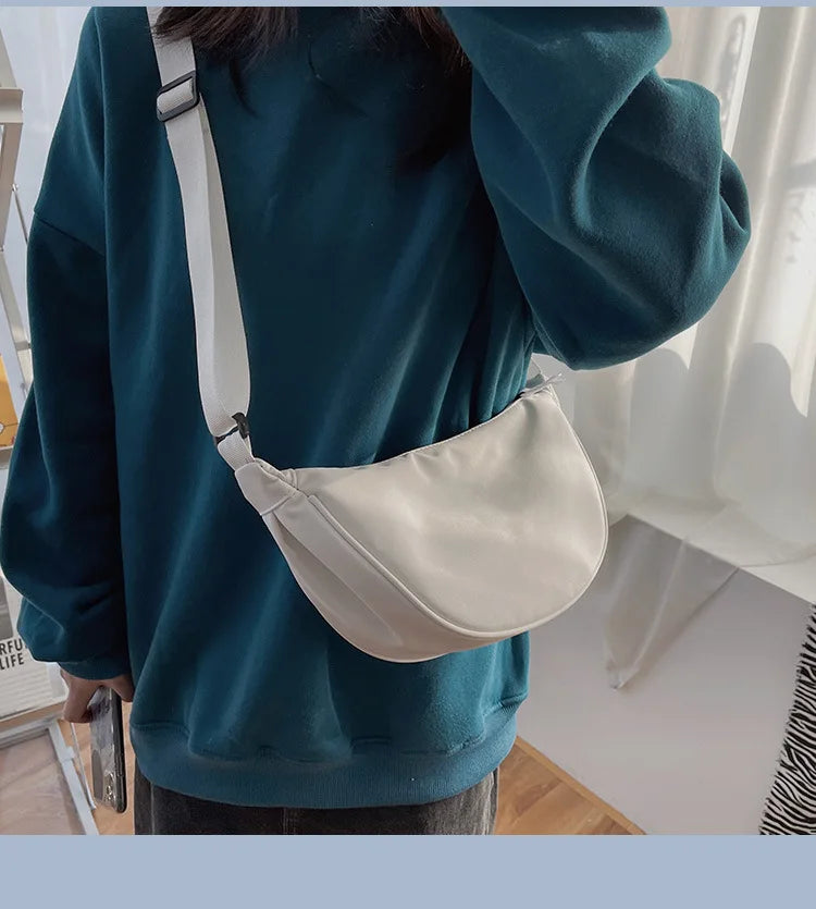 Simple Design Women's Messenger Bag Fashion Ladies Nylon Hobos Small Shoulder Bags Vintage Female Girls Purse Cloth Handbags