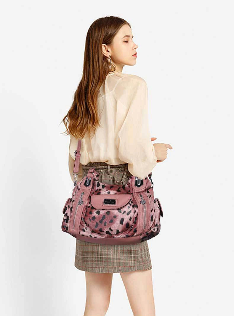 Women Soft PU Leather Handbags Luxury Large Capacity Shoulder Bags Multi-pocket Shopping Crossbody Bag Fashion Leopard Tote Bags
