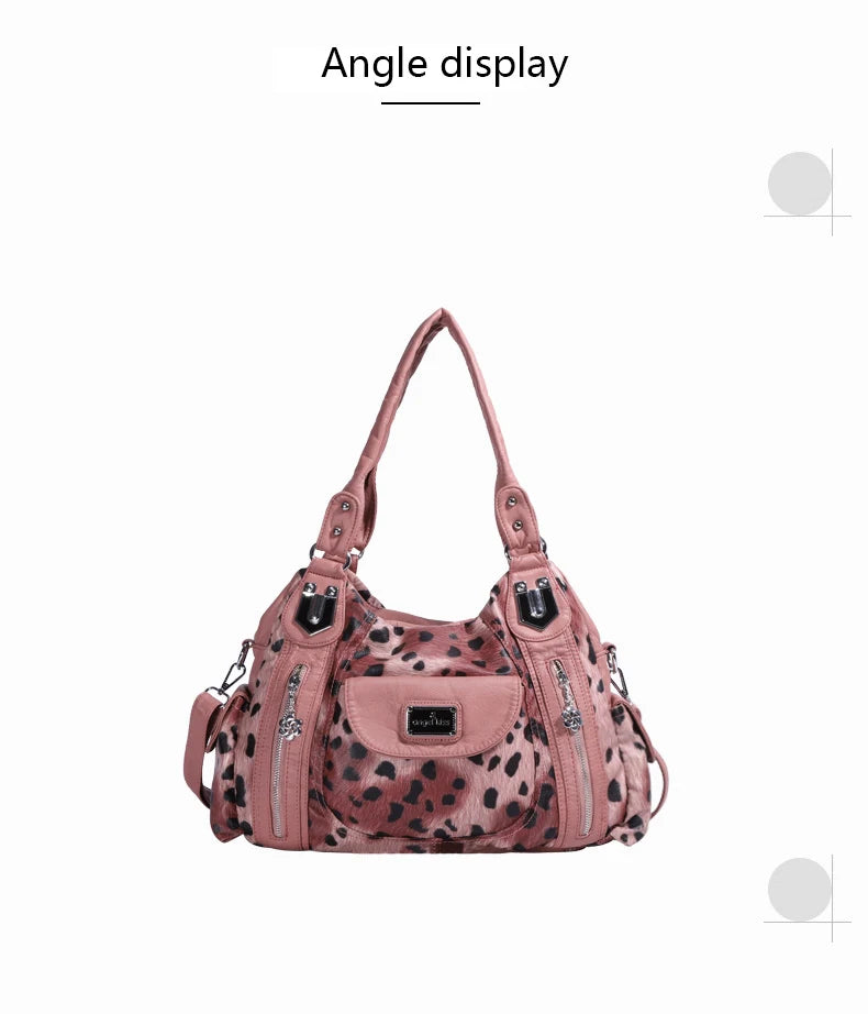 Women Soft PU Leather Handbags Luxury Large Capacity Shoulder Bags Multi-pocket Shopping Crossbody Bag Fashion Leopard Tote Bags