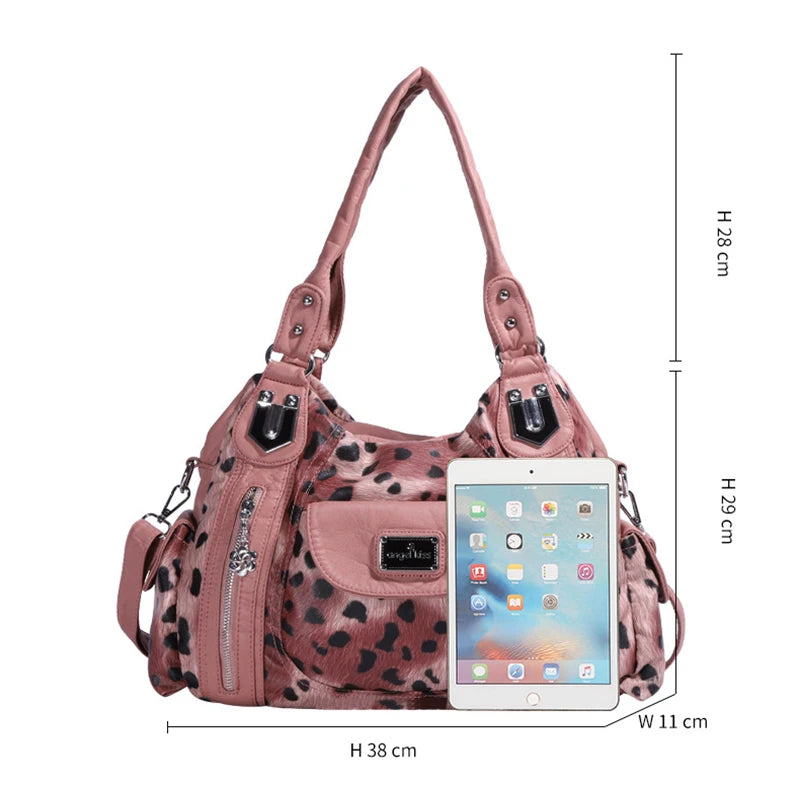 Women Soft PU Leather Handbags Luxury Large Capacity Shoulder Bags Multi-pocket Shopping Crossbody Bag Fashion Leopard Tote Bags