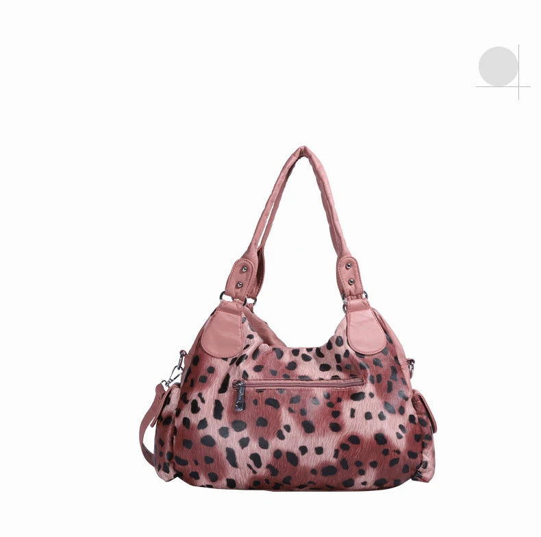 Women Soft PU Leather Handbags Luxury Large Capacity Shoulder Bags Multi-pocket Shopping Crossbody Bag Fashion Leopard Tote Bags