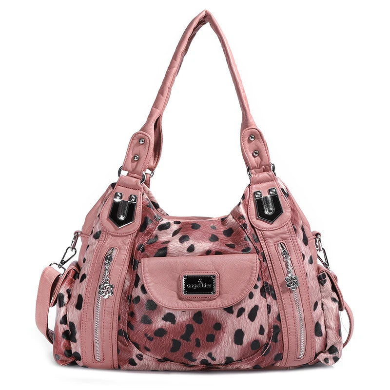 Women Soft PU Leather Handbags Luxury Large Capacity Shoulder Bags Multi-pocket Shopping Crossbody Bag Fashion Leopard Tote Bags