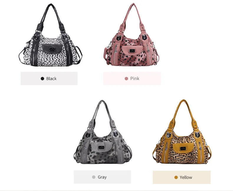 Women Soft PU Leather Handbags Luxury Large Capacity Shoulder Bags Multi-pocket Shopping Crossbody Bag Fashion Leopard Tote Bags