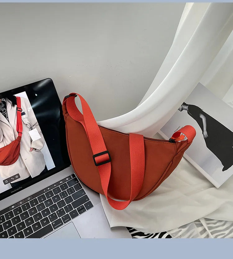 Simple Design Women's Messenger Bag Fashion Ladies Nylon Hobos Small Shoulder Bags Vintage Female Girls Purse Cloth Handbags