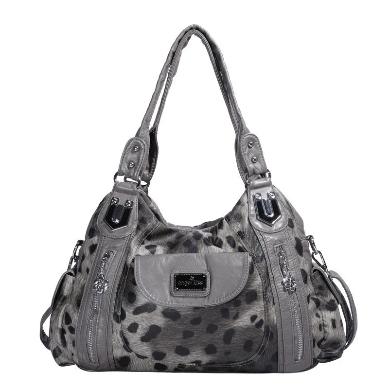 Women Soft PU Leather Handbags Luxury Large Capacity Shoulder Bags Multi-pocket Shopping Crossbody Bag Fashion Leopard Tote Bags
