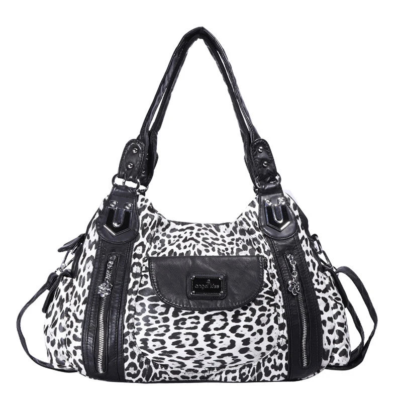 Women Soft PU Leather Handbags Luxury Large Capacity Shoulder Bags Multi-pocket Shopping Crossbody Bag Fashion Leopard Tote Bags
