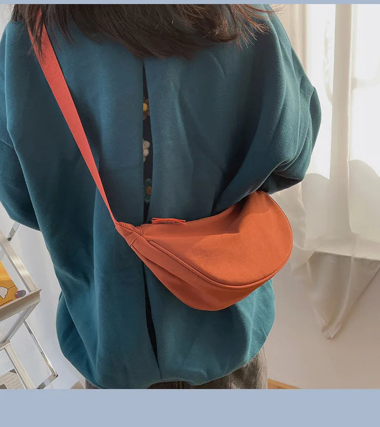 Simple Design Women's Messenger Bag Fashion Ladies Nylon Hobos Small Shoulder Bags Vintage Female Girls Purse Cloth Handbags