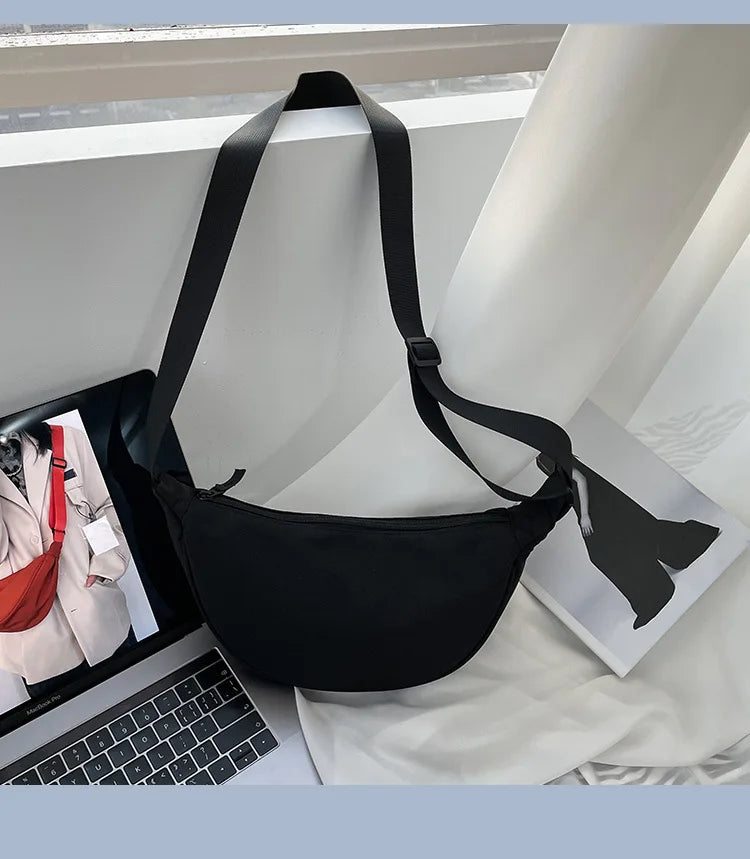 Simple Design Women's Messenger Bag Fashion Ladies Nylon Hobos Small Shoulder Bags Vintage Female Girls Purse Cloth Handbags