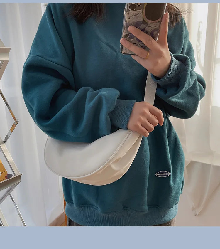 Simple Design Women's Messenger Bag Fashion Ladies Nylon Hobos Small Shoulder Bags Vintage Female Girls Purse Cloth Handbags