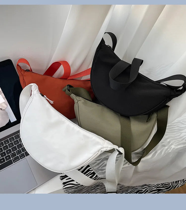 Simple Design Women's Messenger Bag Fashion Ladies Nylon Hobos Small Shoulder Bags Vintage Female Girls Purse Cloth Handbags