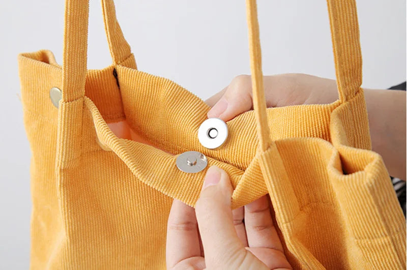 Women Corduroy Shoulder Shopping Bags Reusable Casual Outdoor Party Tote 2024 New Female Bag Handbags with Button Eco Organizer