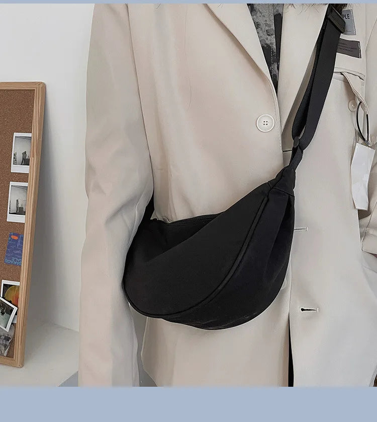 Simple Design Women's Messenger Bag Fashion Ladies Nylon Hobos Small Shoulder Bags Vintage Female Girls Purse Cloth Handbags