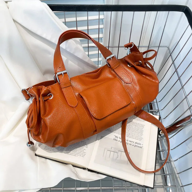 PU Leather Handbag Fashion Solid Vintage & Classic  Crossbody Bag