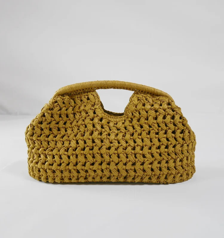 Woven Banquet Handbag Summer Bohemian Seaside Vacation Beach Bag Fashionable Advanced Clip Crossbody Bag Brand Women's Woven Bag