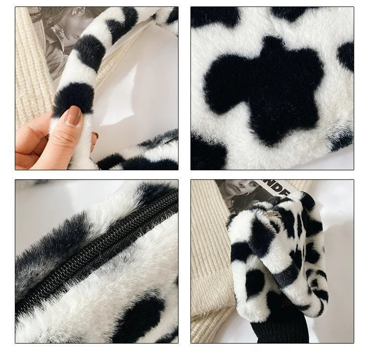 New Fluffy Totes Soft Plush Shoulder Underarm Bag Solid Color Purse Autumn Winter Handbag Women Lady Fashion Storage Pouch
