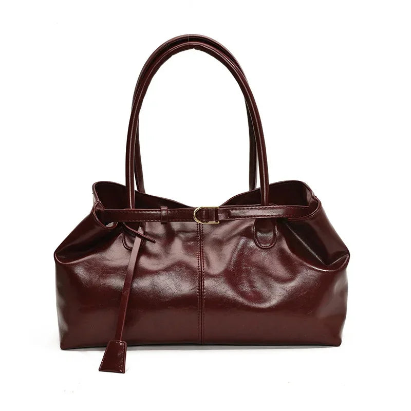 PU Leather Tote Slouchy Hobo Handbag