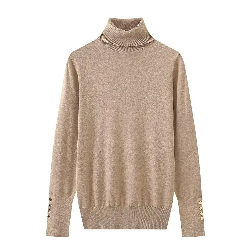 Women Long Sleeve Basic Turtleneck Knit Sweater Casual Pullover Knitwear