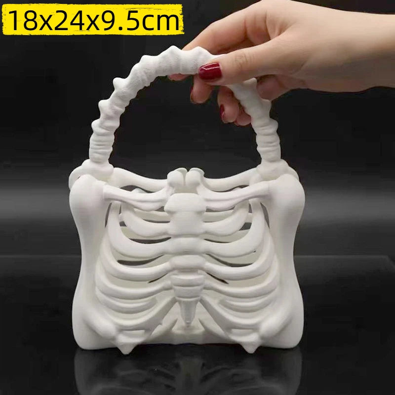 Skeleton Handbag Gothic Rib Cage Shape Purse, Unique Halloween Party Clutch Bag Gift for Women ,Clutch Bag for Costume Party